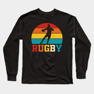 Rugby Sport Retro For Rugby Player Team Coach Rugby Lover Distressed Long Sleeve T-Shirt